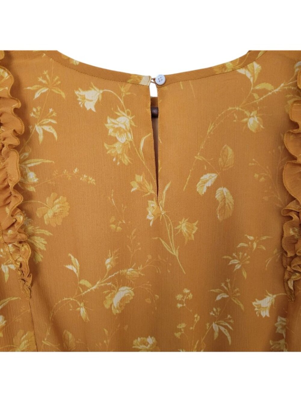 Madewell Ruffle Shoulder Peplum Top Womens Size XS Tonal Botanical Boho Peasant - Picture 4 of 8